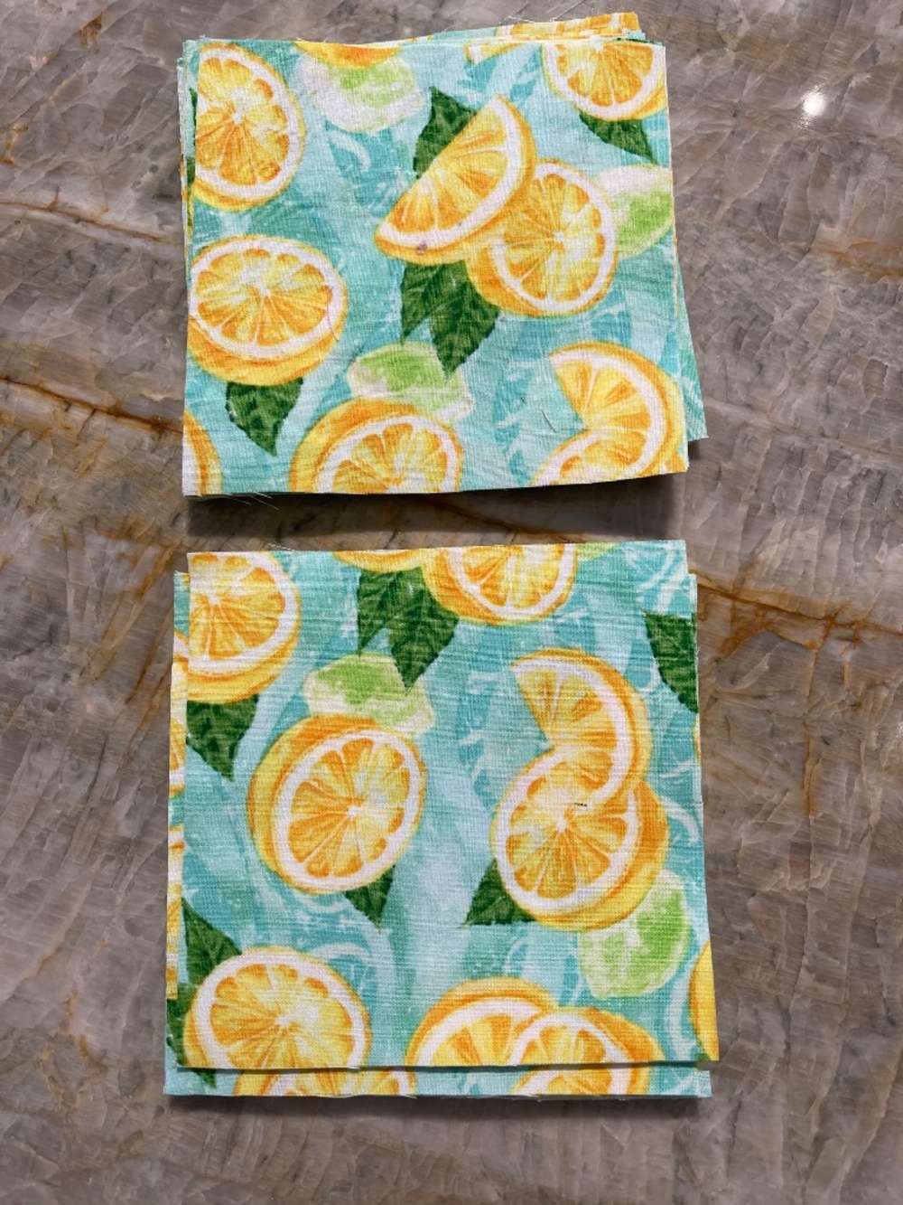 48 Precut 5" Quilt Squares Lemon Print Fabric Charm Pack